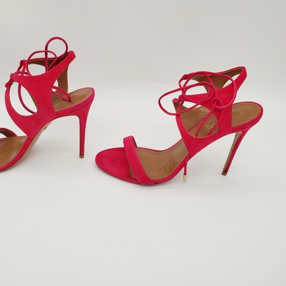 Aquazzura Colette Pink Suede Sandals - Picture 11 of 16